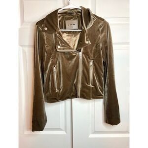 BLANKNYC Velvet Moto Jacket Olive Bronze Asymmetrical Zip Whimsigoth XS